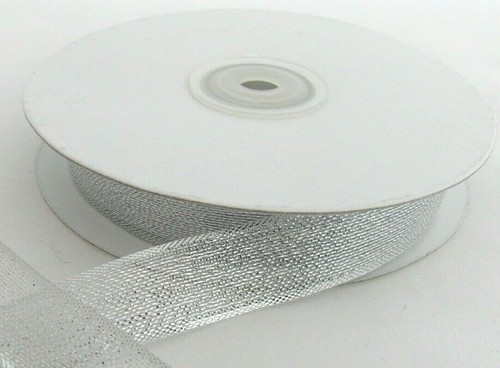 Metallic Mesh Ribbon Silver Gold 3/8" 5/8" 7/8" 1 1/2" Spool 50 yards - Picture 6 of 9