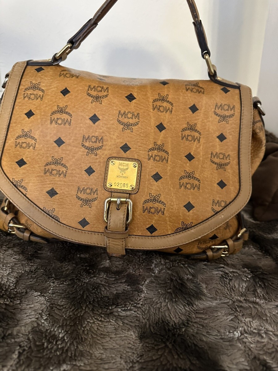 MCM VISETOS LEATHER TOP HANDLE BAG