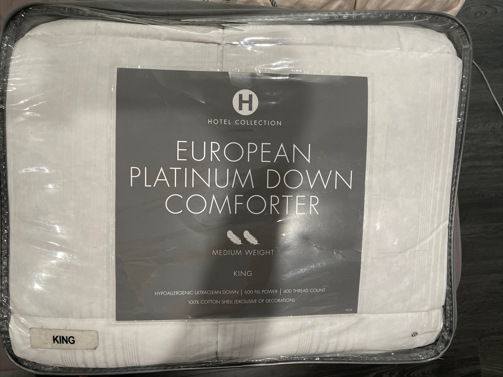 Hotel Collection European Platinum Down Comforter KING Medium Weight