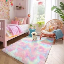 Runner Rugs for Girls Bedroom, Unicorn Room Decor, Pastel Area 3x5 Feet Rainbow