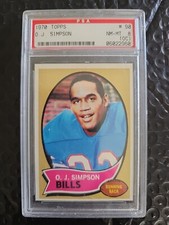 OJ SIMPSON PSA 8 NM-MT (OC) 1970 Topps HOF Rookie RC Card #90 Buffalo Bills. rookie card picture