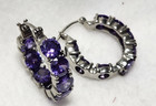 Inside Out Huggie hoop pierced Earrings Amethyst Qvc Silver