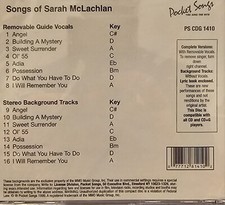 1410 SARAH MCLACHLAN   POCKET SONGS KARAOKE CDG DISC