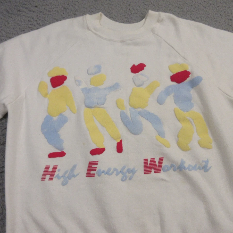 Винтажный свитшот 80-х High Energy для тренировок пот 40 дюймов грудь флис ретро - Изображение 2 из 4