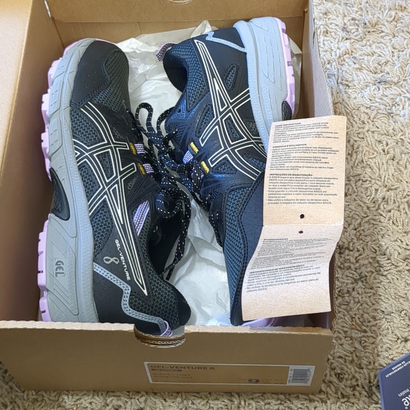 Size 9 - ASICS GEL-Venture 8 Black New in Box