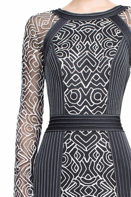 long sleeve black and white striped bodycon dress Black Stripe Knit Dress Long Sleeve