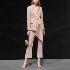 Luxury Womens 2 Pics Suits Blazer OL Coat Formal Jacket Pants Runway Outfit Sz