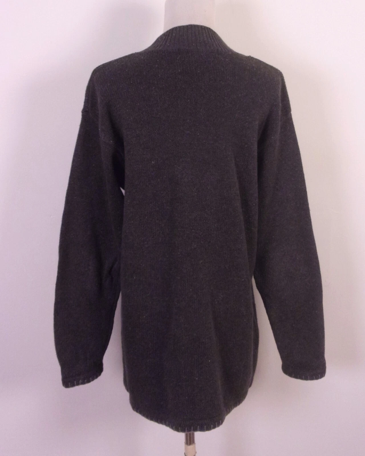 vintage 90s Victoria Jones Gray Tone Ugly Christmas Sweater Ski Bear Mini Mock M