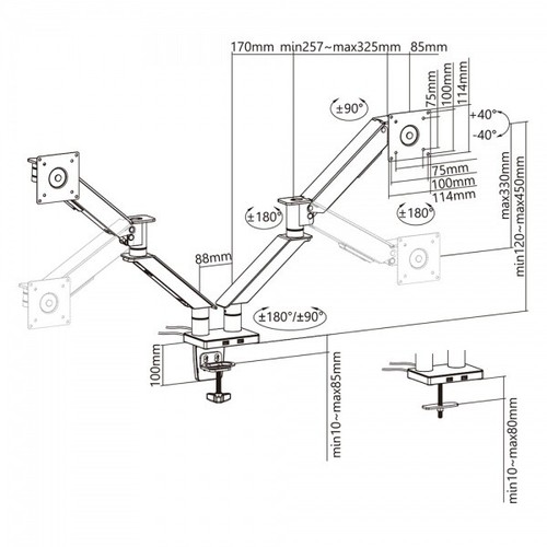 My Wall Hl 25-2 L Entièrement Portable Support Table pour 2 Ecran Plat TV T - Photo 8/8