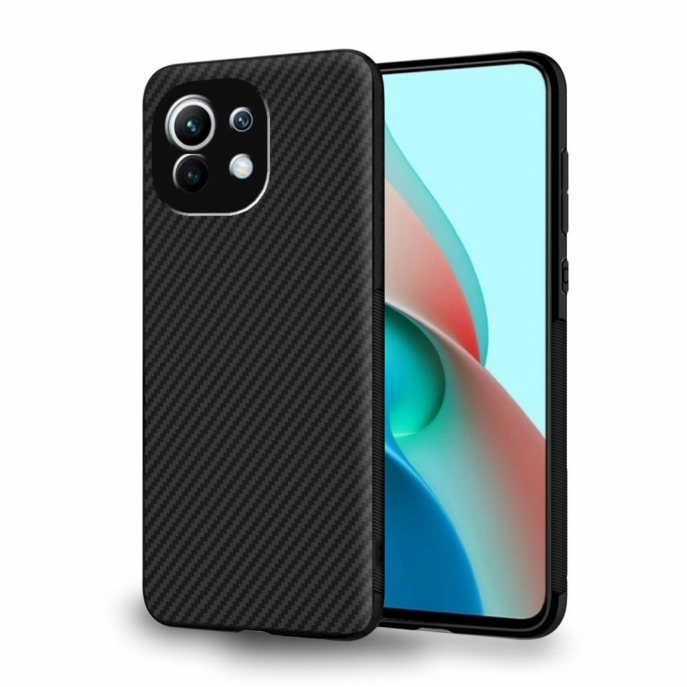 Coque Xiaomi Mi 11 5G housse etui gel tpu noir motif fibre carbone protection souple