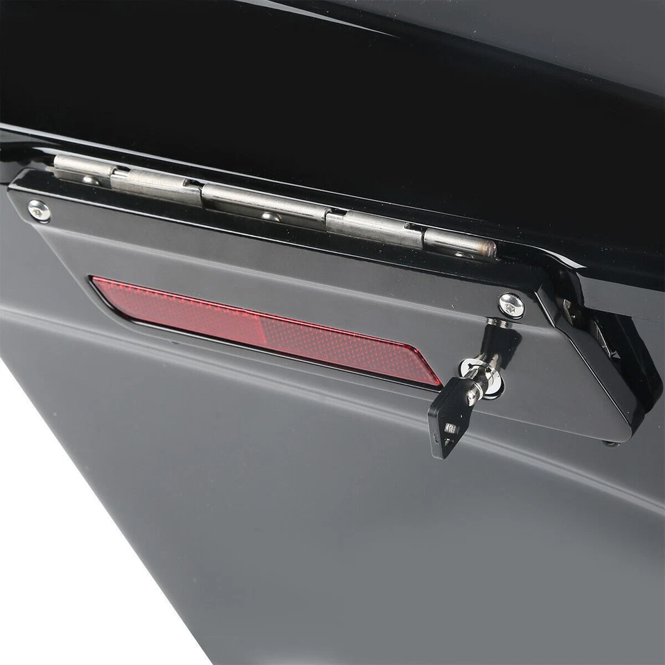 Vivid Black Hard Saddlebag W/ Latches For 93-13 Harley Davidson Touring Models Foto 3 de 4