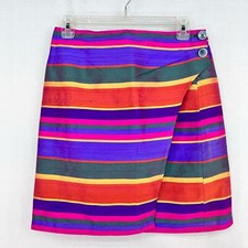 Vintage 90s RALPH LAUREN Skirt Sz 10 Hand Woven Silk Colorful Southwestern Wrap
