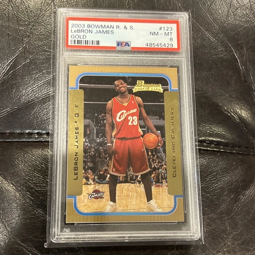 Lebron James Rookie Card 2003-04 Bowman R & S Gold #123 PSA 8