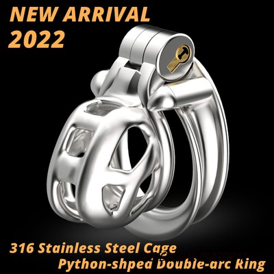 316 Stainless Steel V6 3D Printed Python-shaped Ring Male Cobra Chastity Cage
