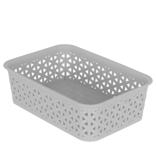 6 x Wicker Pattern Plastic Storage Baskets Tubs Organizer Drawer 19.5x13.5x6CM - Picture 2 of 5