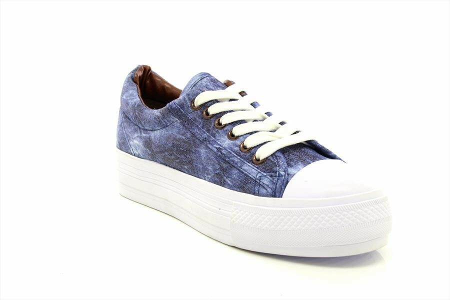 SAOLA Maverick Denim Chunky Sole Summer Canvas Lace Up Shoes