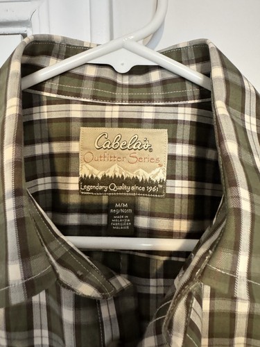 Cabela's Long Sleeve Button Up Shirt Plaid Green Men's Size M - Picture 2 of 4