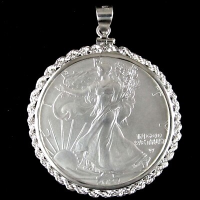 Coin Pendant 2024 Oz American Silver Eagle Dollar Sterling