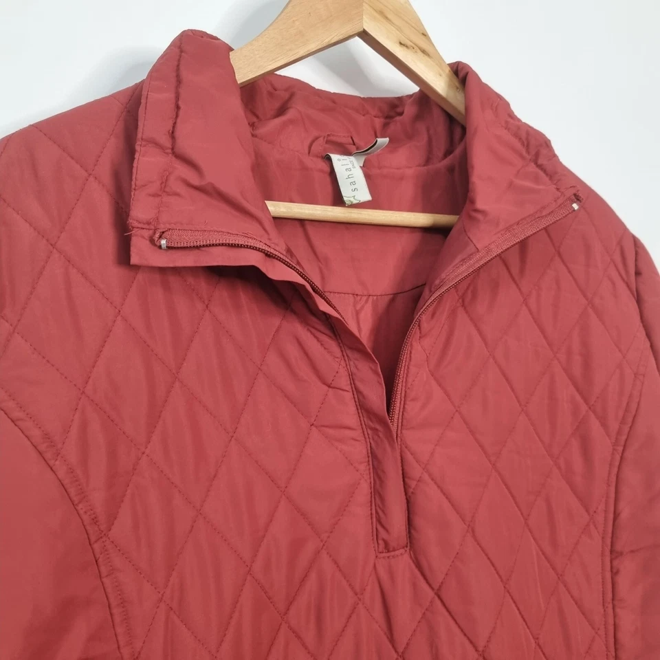 Chaqueta Sahalie Acolchada Gris 1/2 Cremallera Forrada Cuello Simulado Pullover Bolsillo Rojo Talla L Foto 2 de 4