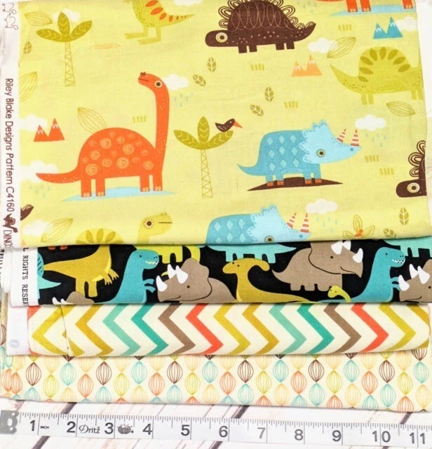 Cotton Quilt Fabric lot 6 yd Dinos Michael Miller DinoMites Riley Blake Dinosaur - Image 2 of 4