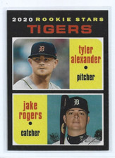 Tyler Alexander/Jake Rogers 2020 Topps Heritage Rookie Stars Card #39-Tigers. rookie card picture
