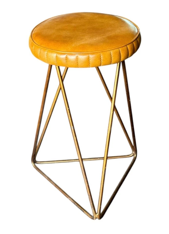 Leather Ottoman Stool, Dining Kitchen Pub Foot Stool, Modern Bar Stools - Image 2 of 4
