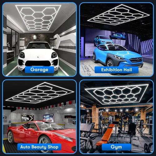 14 Hexagon LED Lighting Car Detail Garage Workshop Retail Light Honeycomb Hex - Picture 10 of 12