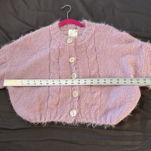 Free People Cardigan S rosa misto lana maglia manica a palloncino maglione crop prezzo al dettaglio consigliato $148 - Foto 8 di 9