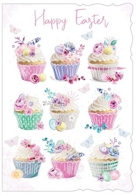 Osterkarte - Frohe Ostern - Cupcakes - Glitzer - Out of the Blue Qualität NEU