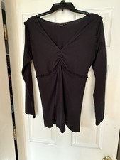Black long sleeve top with ruffle detail ruffles longsleeve size large