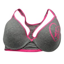 Fruit of the Loom Womens Sz 36DD Front Clasp T Shirt Bra Gray Pink Cotton