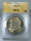 New Listing1883-O Morgan Dollar MS63 ANACS Toned Silver $1 Coin Slab Holder Yellow Label