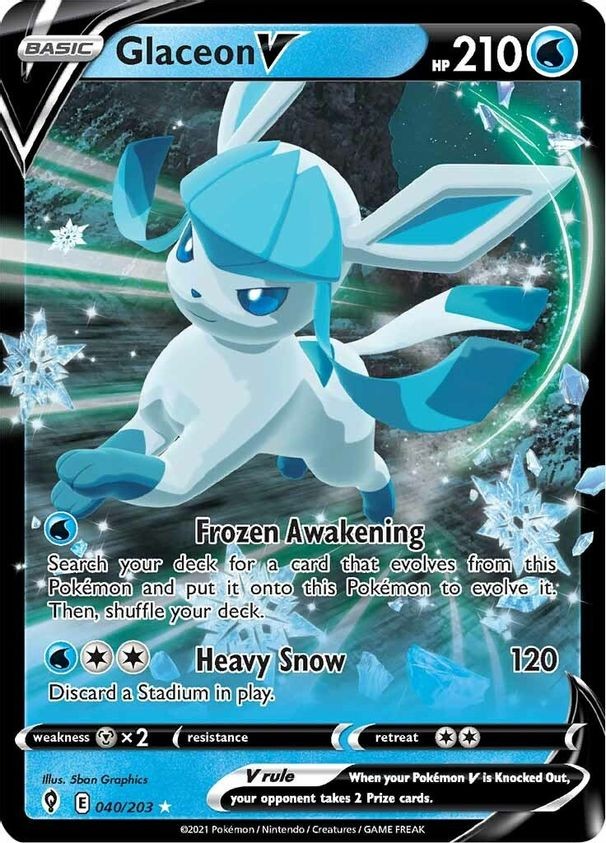 Glaceon V - 040/203 - Pokemon Evolving Skies Sword & Shield Ultra Rare Card NM