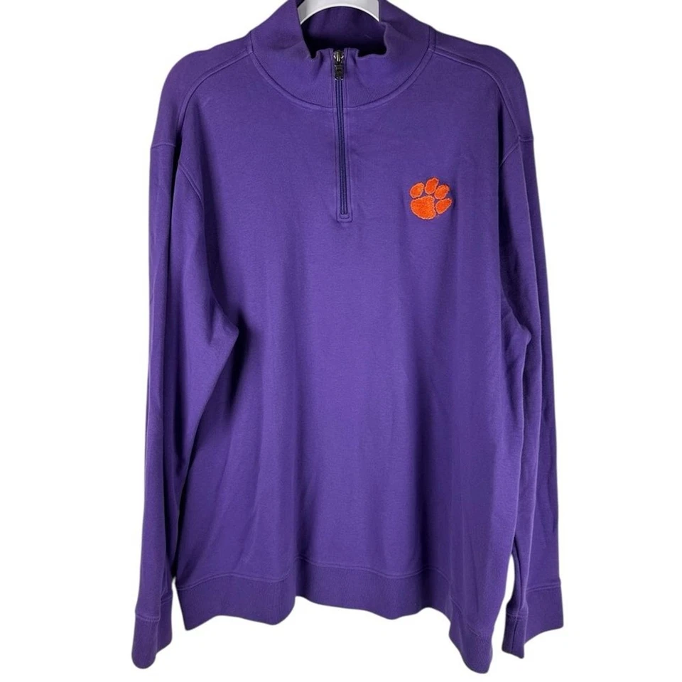Southern Tide The Skipjack Púrpura Clemson Tigers Cuarto Colegial Cremallera Talla XL Foto 2 de 4