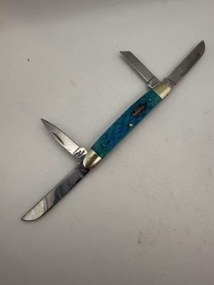 Classic Pocket Knife Congress Caribbean Blue Bone Handles 4-440 Blades, 3-1/2''