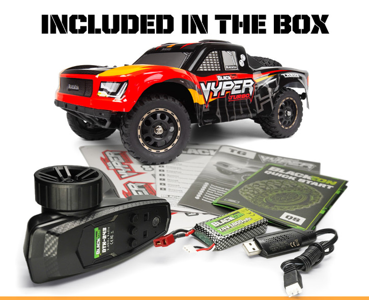 BlackZon Vyper SC Turbo 1/14 4WD RTR RC Short Course Truck Car Brushless 2s Red