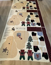 3 panels of PEACE IN THE COUNTRY SNOWMAN Christmas  Soft Sculpture Cut & Sew