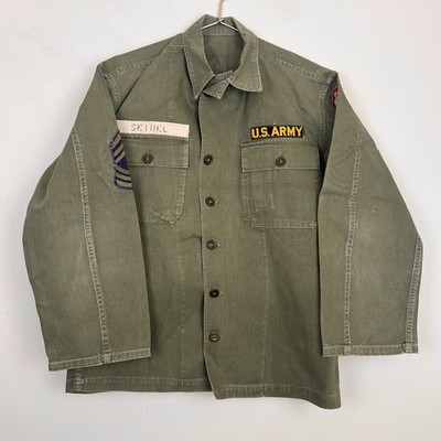 ジャケット・アウター USARMY M43HBT 40s Vintage 40s WW2 HBT M43 US Army Field Jacket Shirt Military Sz M