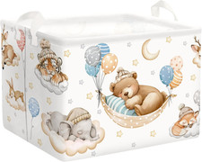 Sleeping Animals Baby Laundry Hamper Collapsible Clothes Kids Storage Basket Lar