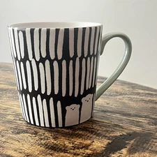 Starbucks Polar Bear Mug 2016 Aqua Green Handle Black and White 12 oz