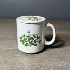 Vintage Master Craft Stoneware Coffee Tea Mug Cup Hydrangea & Lid Coaster