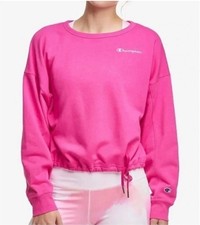 Women  s Champion Crewneck Sweatshirt French Terry Fuchsia Pink Sz M NWT