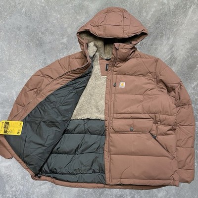 Carhartt ブラウン ダウンジャケット XL Carhartt Montana Puffer Jacket Sherpa Lined Hooded Nutmeg Womens
