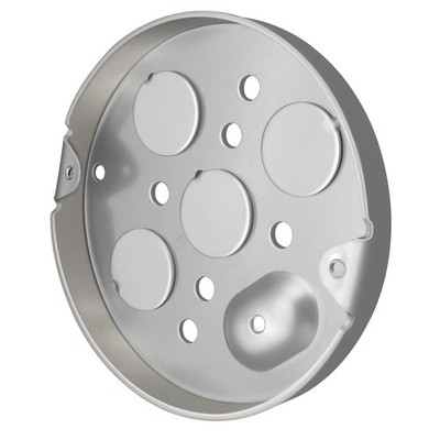 AIRTAK 4'' Round Shallow Metal Electrical Outlet Box-1/2 Deep Silver 