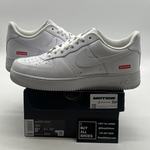 Taille 8,5 Logo Nike Air Force 1 x Supreme Low Box Blanc (CU9225 100)