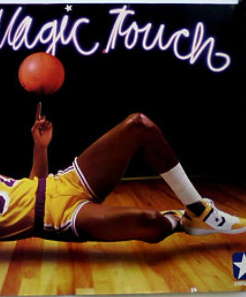 Rare Magic Johnson Lakers Showtime Basketball NBA Original Converse Poster 23x17 - Image 3 of 4