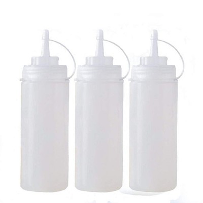 3 Pack Plastic Condiment Squeeze Bottles with Tip Caps, 32oz Large Squeeze Bo...
