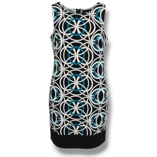 AB Studio Women’s Geometric Circle Print Sleeveless Sheath Dress – Size 6