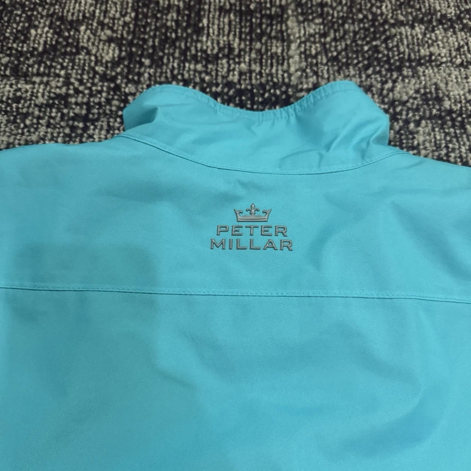 Chaqueta Peter Millar Water Para Hombre Cremallera Completa Verde Azulado/Naranja Hidrófila Talla XL Foto 4 de 4