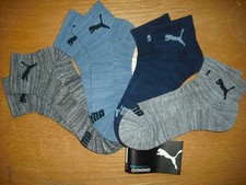 Mens/Womens NWT PUMA 2" Ankle Socks 4pr Blue Gray Cushion Arch Suppt SOFT Sz:M-L